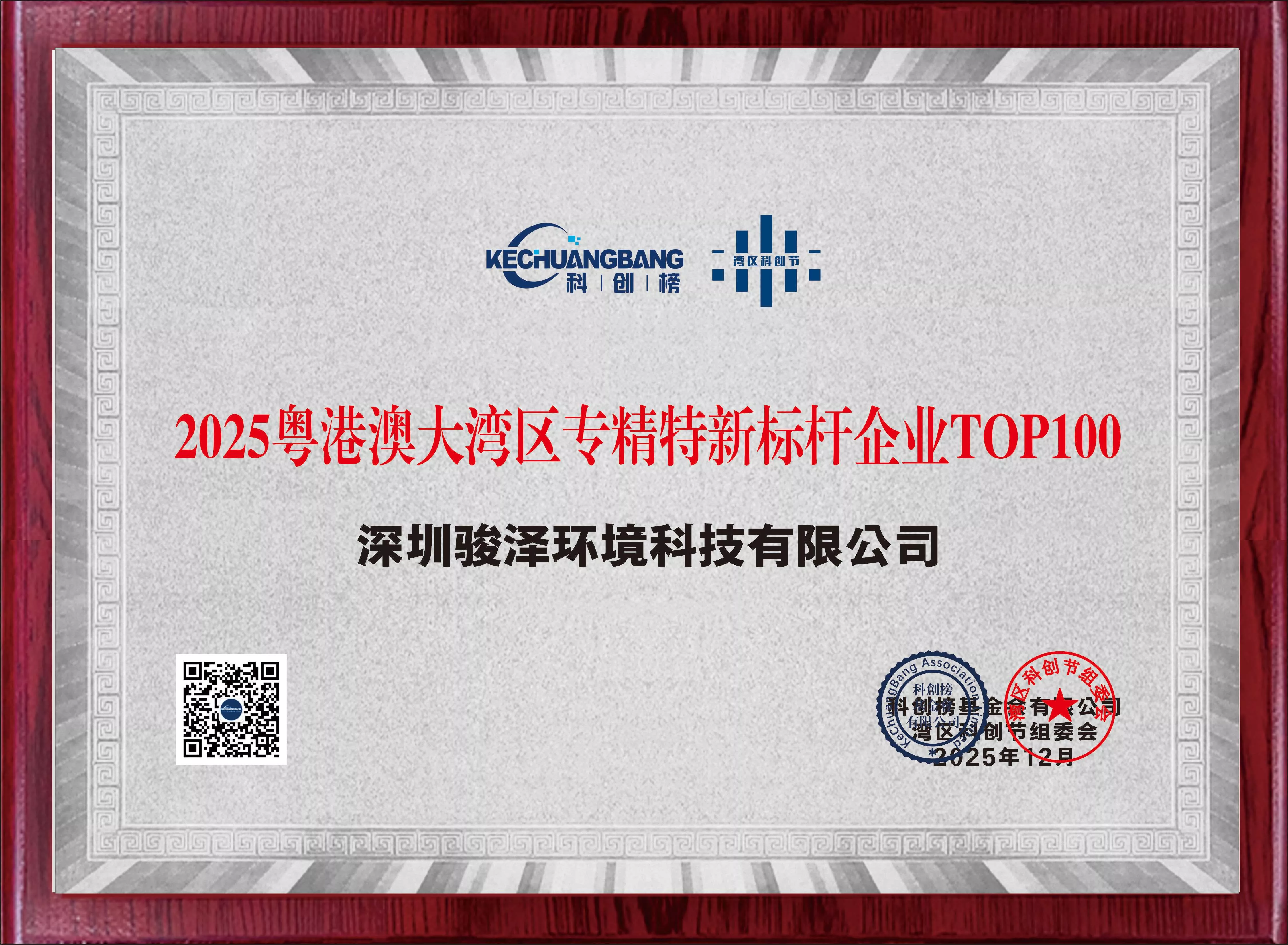 粤港澳大湾区专精特新标杆企业TOP100